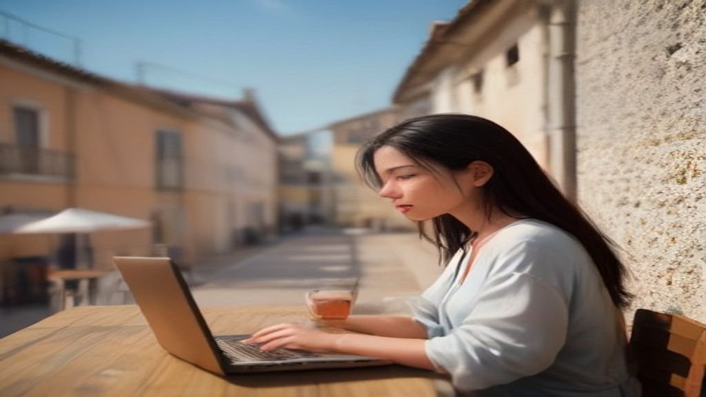 Scenic digital nomad destinations featuring beachfront coworking spaces, mountain retreats, and vibrant city cafés.